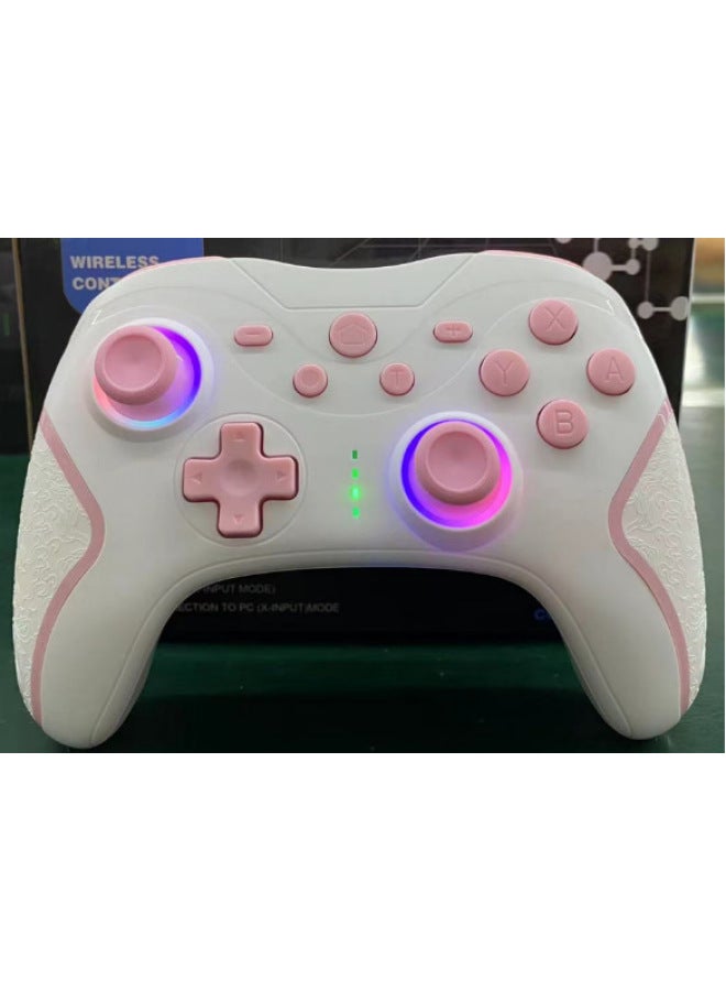 Switch Controller 2023 No Delay With Vibration Game Controller Wireless Bluetooth Three-speed Continuous Adjustment-Product Color:White Powder-056 - Image 1