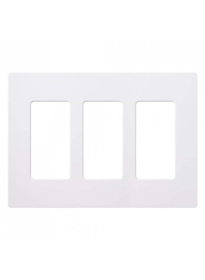 Lutron Claro 3 Gang Decorator/Rocker Wallplate, Gloss, White (24-Pack) | CW-3-WH - Image 1