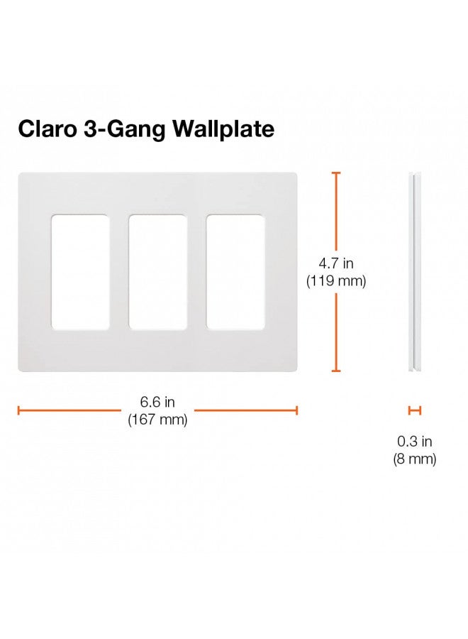 Lutron Claro 3 Gang Decorator/Rocker Wallplate, Gloss, White (24-Pack) | CW-3-WH - Image 2