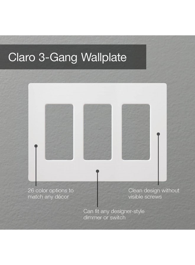 Lutron Claro 3 Gang Decorator/Rocker Wallplate, Gloss, White (24-Pack) | CW-3-WH - Image 3