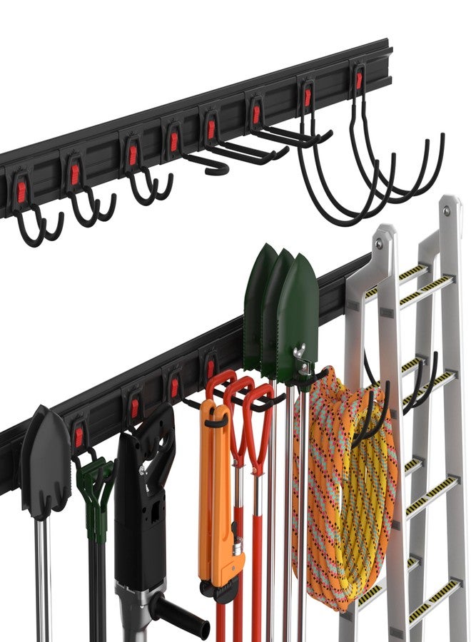WORKPRO Garage Tool Organizer Wall Mount, Garage Organization Garden Tool Rack Holder System, 64-Inch 4 Rails with 8 Heavy Duty Adjustable Hooks for Hanging and Storage - Image 1