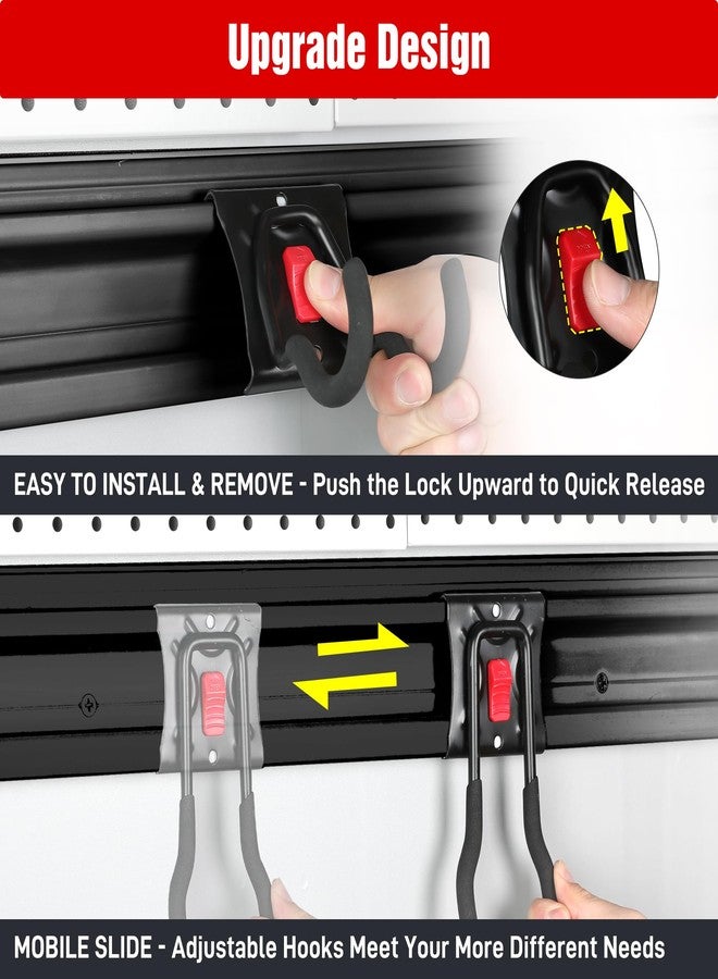 WORKPRO Garage Tool Organizer Wall Mount, Garage Organization Garden Tool Rack Holder System, 64-Inch 4 Rails with 8 Heavy Duty Adjustable Hooks for Hanging and Storage - Image 3