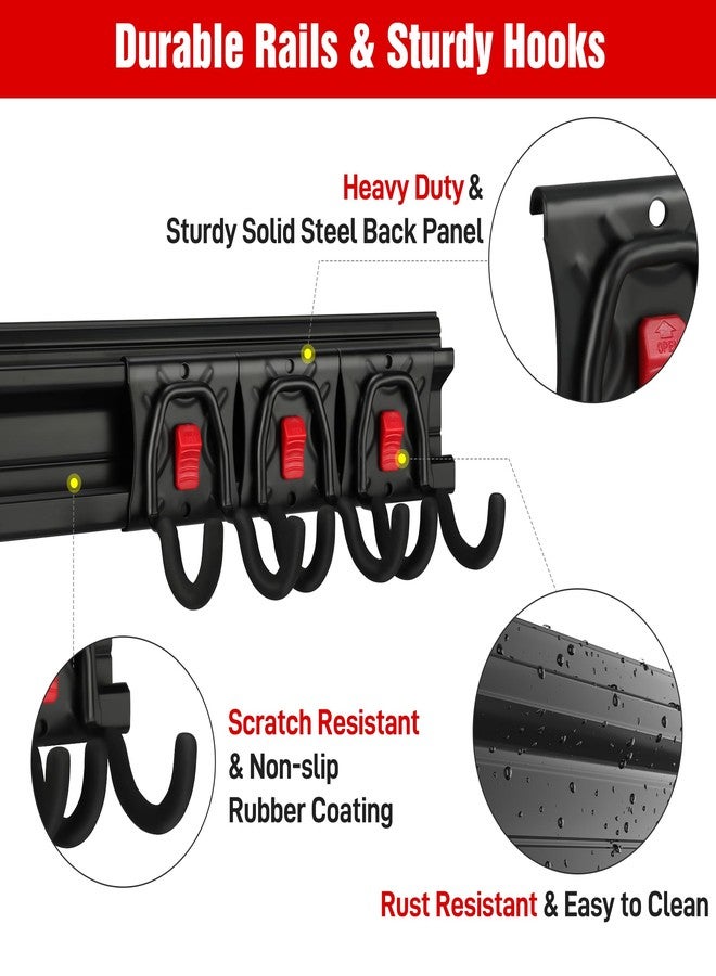 WORKPRO Garage Tool Organizer Wall Mount, Garage Organization Garden Tool Rack Holder System, 64-Inch 4 Rails with 8 Heavy Duty Adjustable Hooks for Hanging and Storage - Image 2