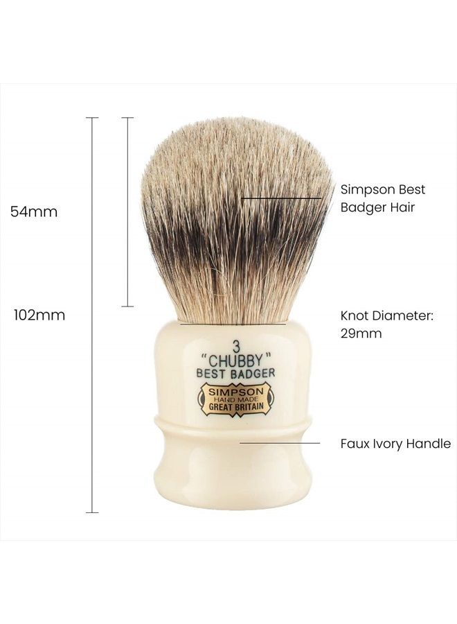 Simpson Shaving Brushes Simpsons Best Badger Shaving Brush (Chubby CH3 Best) - Image 3
