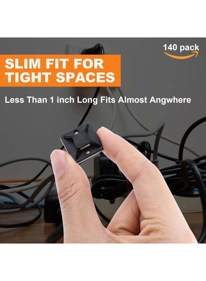Rythcraft 140 Pack 3/4" Zip Tie Adhesive Mounts Self Adhesive Cable Base Holders with Multi-Purpose Tie Wire Clips with Screw Hole,Anchor Stick on Wire Holder,Black - Image 3