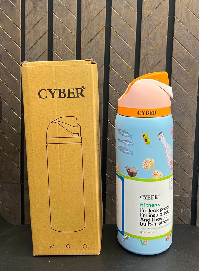 Cyber Insulated Stainless Steel Water Bottle With Straw For Sports Travel And School BPA Free Sports Water Bottle - Image 5