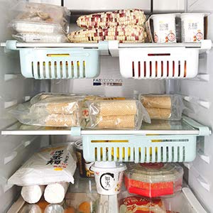 Vaoza Expandable Unbreakable Under Shelf Fridge Organiser Rack Space Saver Sliding Drawers (Random Colours) - 4 Pcs - Image 2
