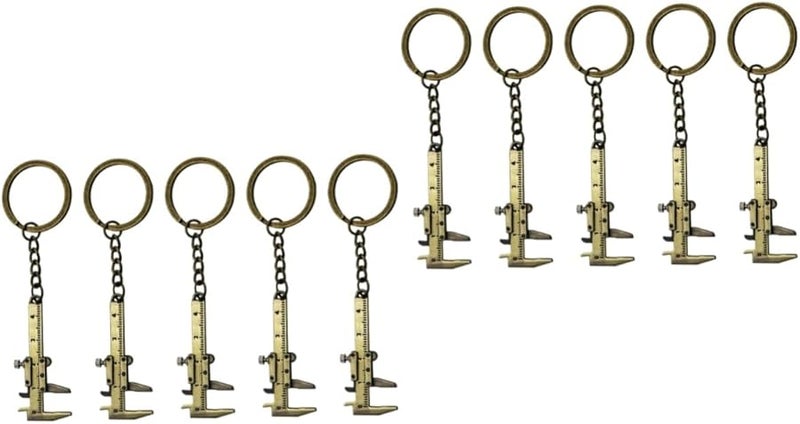 10 Pcs Vernier Caliper Keyring Assorted Color 10.7x3cm Manual Micrometer - Image 1