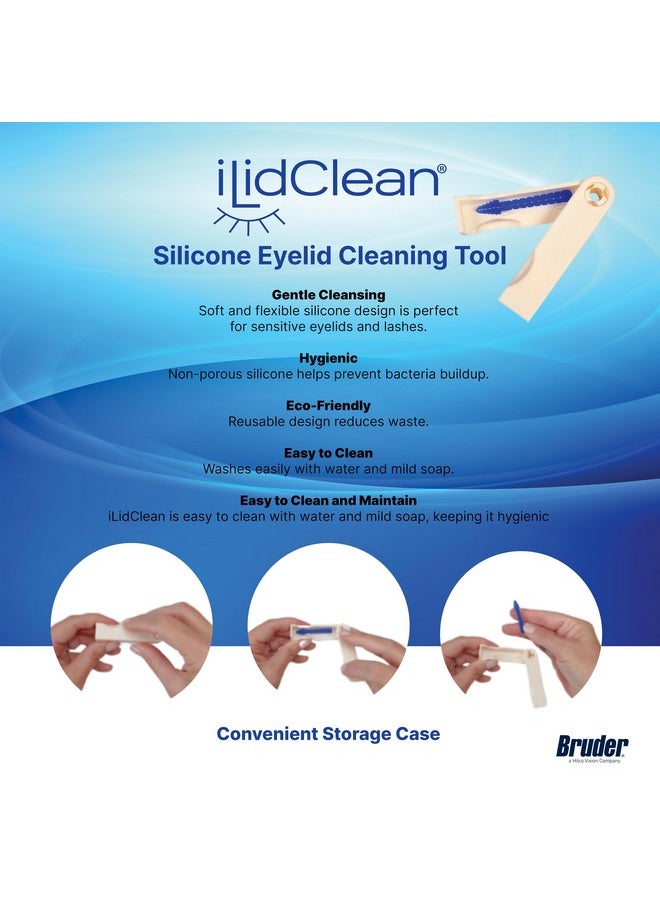 Bruder - ILidClean Silicone Eyelid Cleaning Tool, Remove Lid Margin Debris Including Waxy Mascara Residue, Lash Gluesbiofilm, Makeup, Reusable, Compact and Portable1/pkg - Image 1
