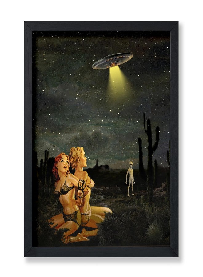 Poster Master Alien Print - Retro Pin-Up Girl Poster - Spaceship & UFO Art - Cosmic Space Collage Wall Design -Trippy Art - Chic Bedroom or Dorm Wall Decor - 8x10 UNFRAMED Wall Art - Image 1