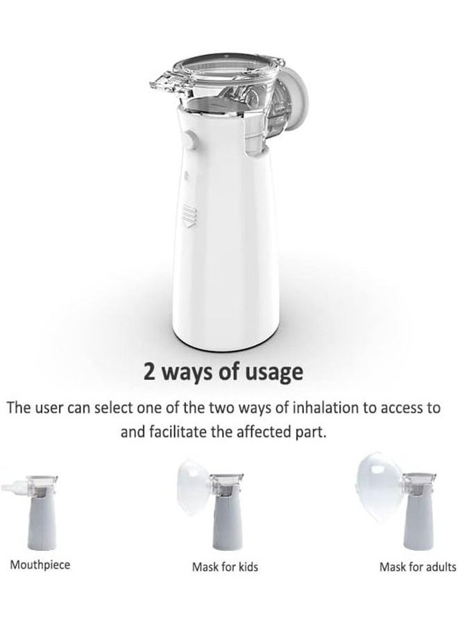 Urit Portable Mesh Nebulizer u0026 Ultrasonic Humidifier - Handheld Mini Vaporizer for Adults/Kids, Travel u0026 Home Use with Dual Masks u0026 Mouthpieces - Image 5