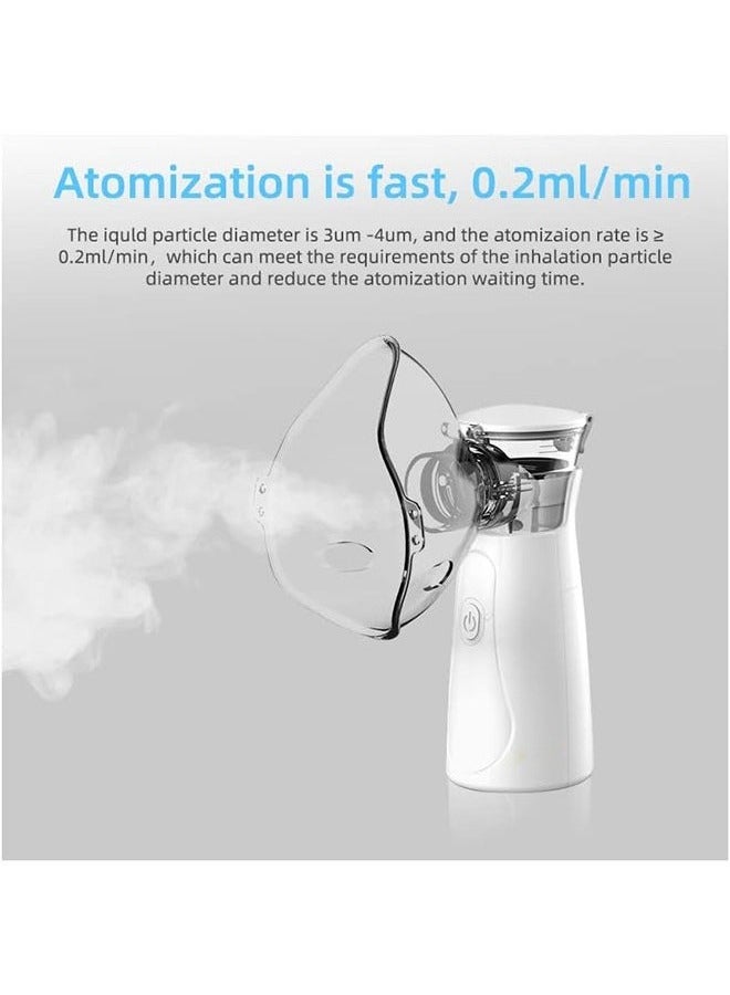 Urit Portable Mesh Nebulizer u0026 Ultrasonic Humidifier - Handheld Mini Vaporizer for Adults/Kids, Travel u0026 Home Use with Dual Masks u0026 Mouthpieces - Image 2