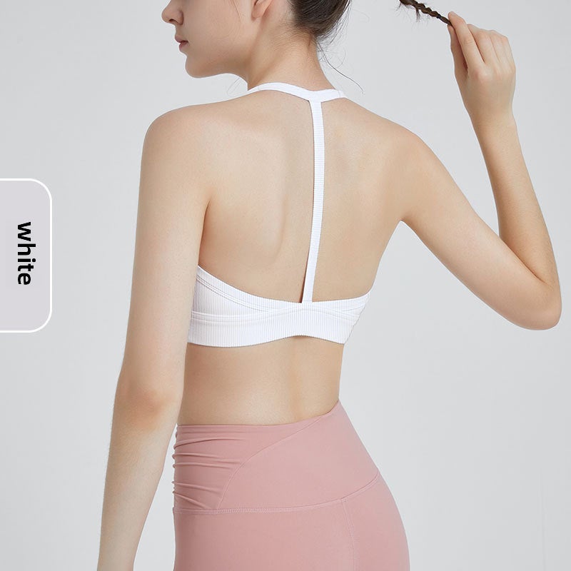 Yoga Sports Bra Top High Stretch Support White - Image 1