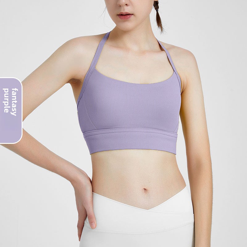 Yoga Sports Bra Top High Stretch Support White - Image 2