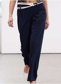 trendyol Navy Blue Limited Edition Asymmetric Waist Detailed Wide Leg/Wide Leg Woven Pants TWOSS24PL00102  - Image 4
