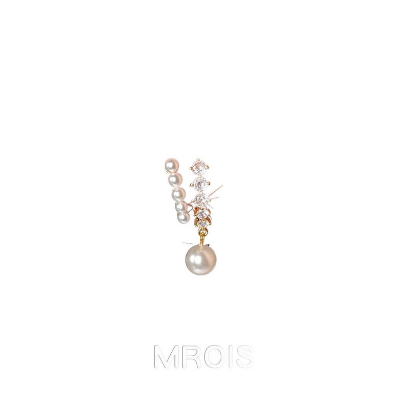 Gold Pearl Earrings with Rhinestone Detail and Lightweight Huggie Profile for Daily Wear and Elegant Styling - NADI - Image 3