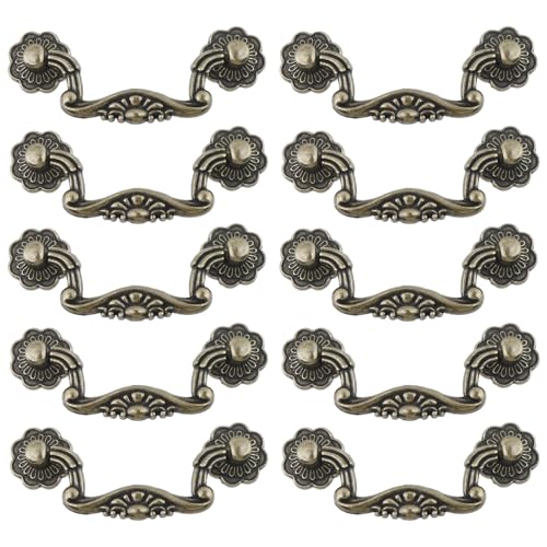Mcredy Drop Down Bail Pull Handle3 Mounting Hole Distance Dresser Ring Pull Handles Zinc Alloy Vintage Retro Chic Pulls Pack of 10