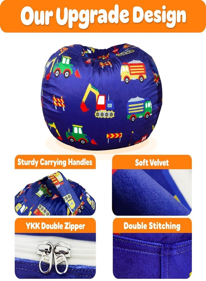 Lukeight Excavator Stuffed Animal Storage Bean Bag Chair Cover - Premium Velvet Organizer with YKK Zipper Holds 60+ Plush Toys, Washable Kids Room Decor (No Filling, Large) - Image 4