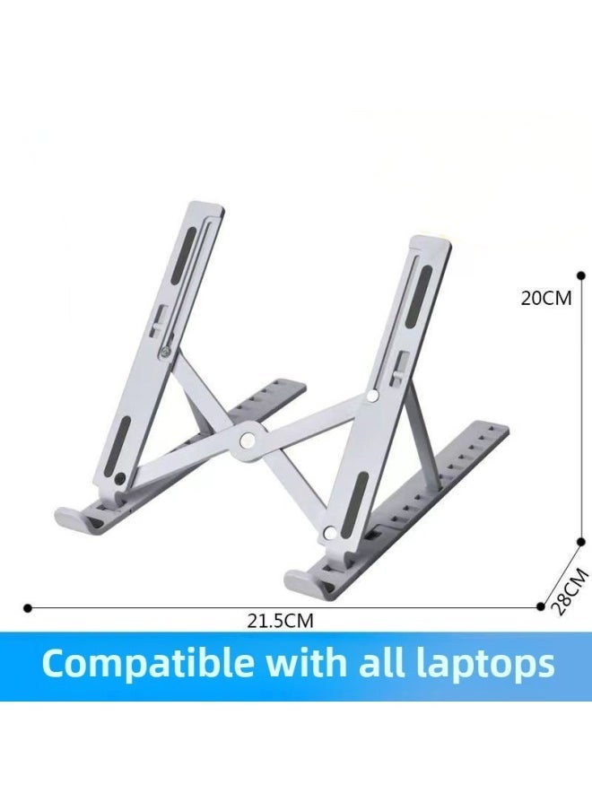 Plastic Aluminum Alloy Laptop Bracket Holder Metal Base Support Elevated Heat Dissipating Rack Lifting Portable-Color:Running Volume Plastic White - Image 1