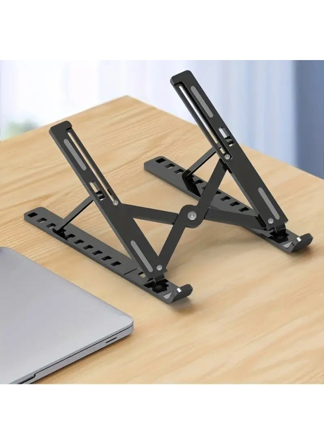 Plastic Aluminum Alloy Laptop Bracket Holder Metal Base Support Elevated Heat Dissipating Rack Lifting Portable-Color:Running Volume Plastic White - Image 3