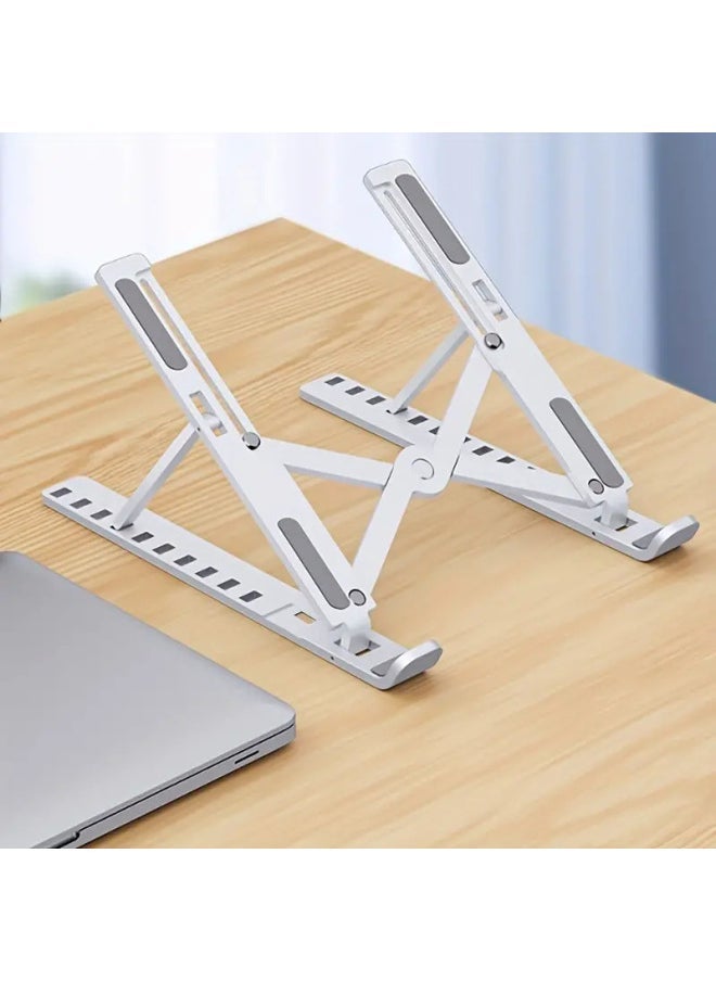 Plastic Aluminum Alloy Laptop Bracket Holder Metal Base Support Elevated Heat Dissipating Rack Lifting Portable-Color:Running Volume Plastic White - Image 4