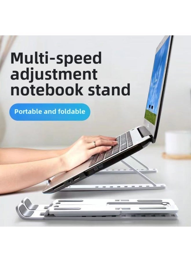 Plastic Aluminum Alloy Laptop Bracket Holder Metal Base Support Elevated Heat Dissipating Rack Lifting Portable-Color:Running Volume Plastic White - Image 5