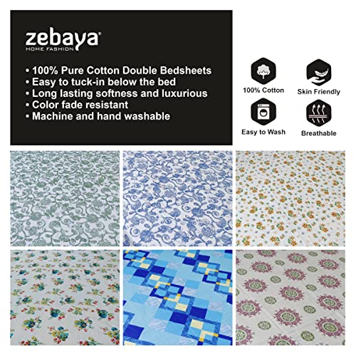 zebaya Home Pure Cotton 200TC Bedsheets for Single Bed. (Size 60X90 Inch) with Pillow Cover (Multicolor (a) - Image 4