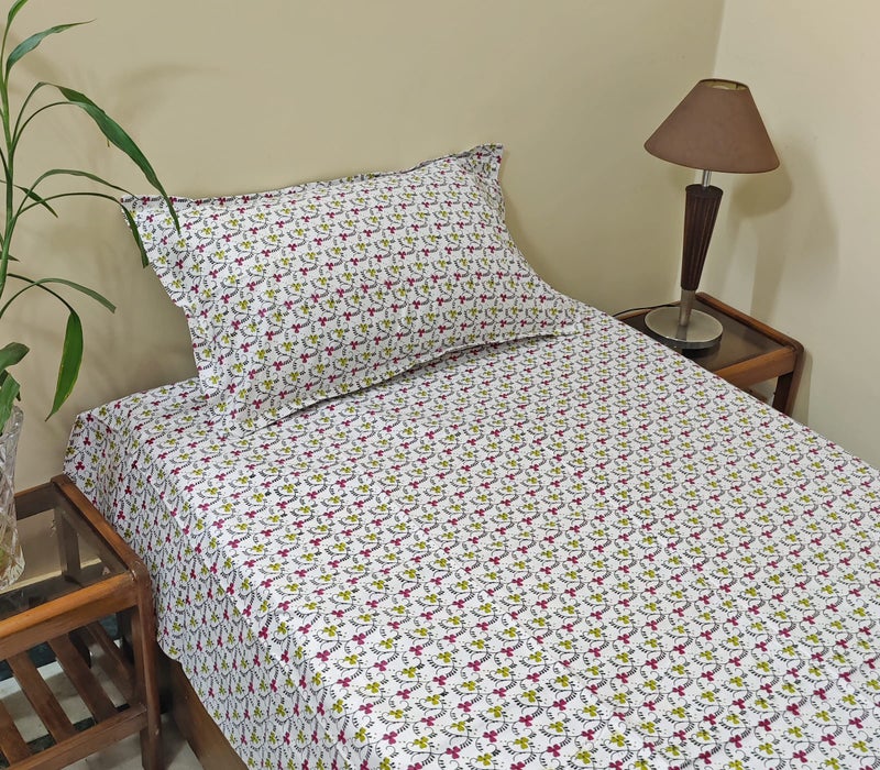 zebaya Home Pure Cotton 200TC Bedsheets for Single Bed. (Size 60X90 Inch) with Pillow Cover (Multicolor (a) - Image 2