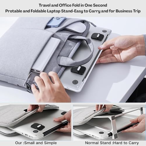 Flavizo 2PCS Portable Mini Laptop Stand – Adjustable Alloy Keyboard Riser with Rubber Feet and Non-Slip Pads, Lightweight Holder for Desk (Black) - Image 5