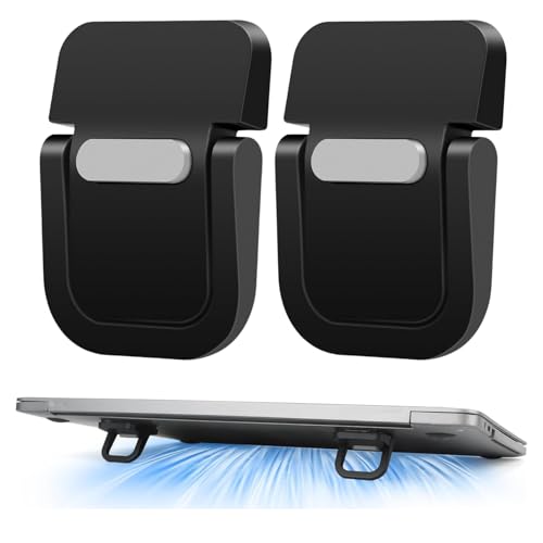 Flavizo 2PCS Portable Mini Laptop Stand – Adjustable Alloy Keyboard Riser with Rubber Feet and Non-Slip Pads, Lightweight Holder for Desk (Black) - Image 1