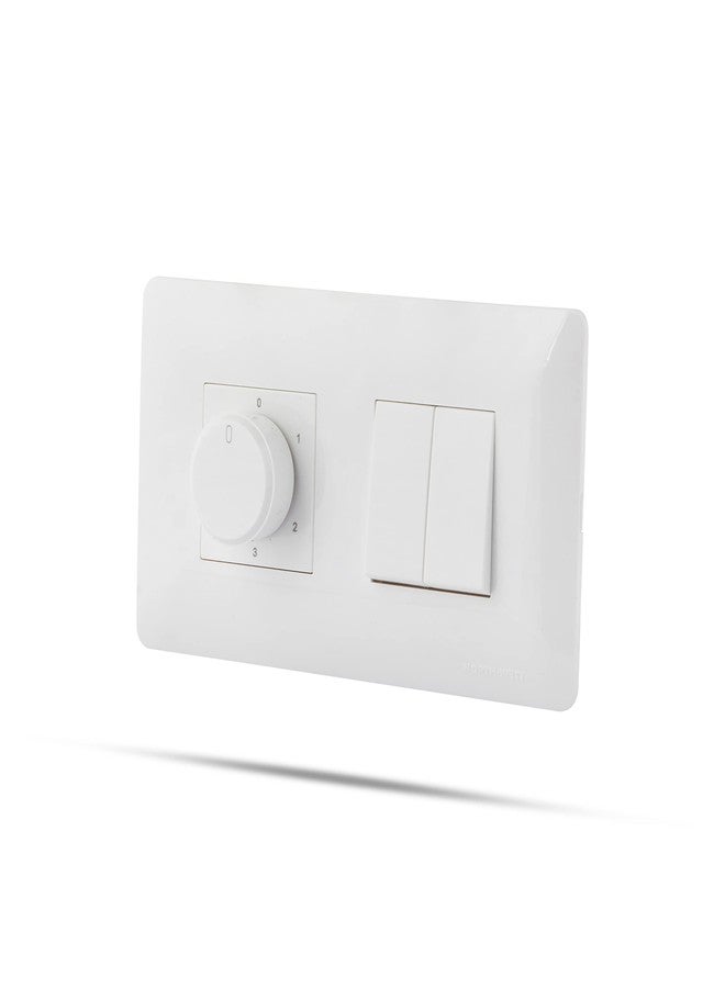 Wipro Northwest (Venia) Switch Combo of 4M Plate + 1M 6A Switch x2 + 5 Step Fan Regulator, White (Kit 9),2_Way - Image 2