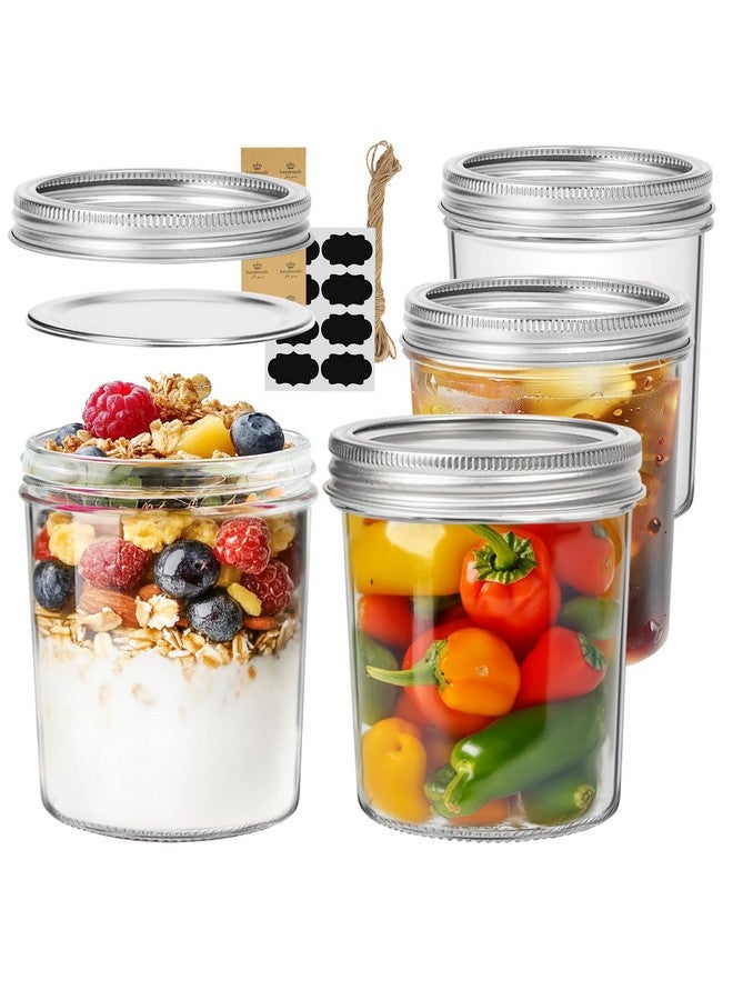 ComSaf Mason Jars 16 oz with lids - 4 Pack, Pint Mason Jars with Seal Bands, Glass Canning Jars for Honey, Jam, Jelly, Coffee, Salad, Desert, Shower Wedding Favors, DIY Candles Decor - Image 1