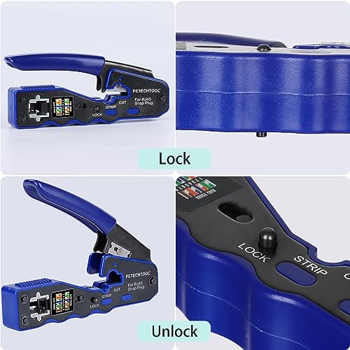 PETECHTOOL RJ45 Crimp Tool Pass Through Ethernet Crimper for Cat6 Cat5e Cat6a Connectors Cat6 Crimping Tool Kit - Image 5