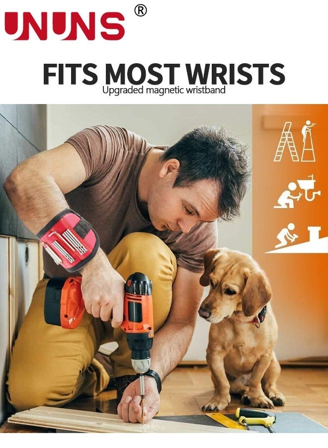 UNUNS Magnetic Wristband For Tools,Powerful Magnets Tool Belt Holding Screws Nails Bolts Scissors,Birthday Dad Him Husband Who Have Everything Wants Nothing,Black Red - Image 5