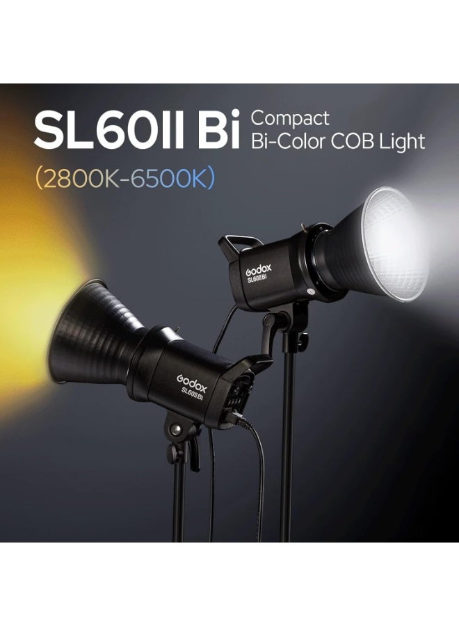 Godox SL60IIBi Bi-Color LED Video Light,2800K-6500K,CRI96+ TLCI97+,Builtin 11 FX Effects,APP/2.4GWireless Control Adjust Brightness,Bowens Mount LED Continuous Output Lighting with RC-A6 Remote - Image 2