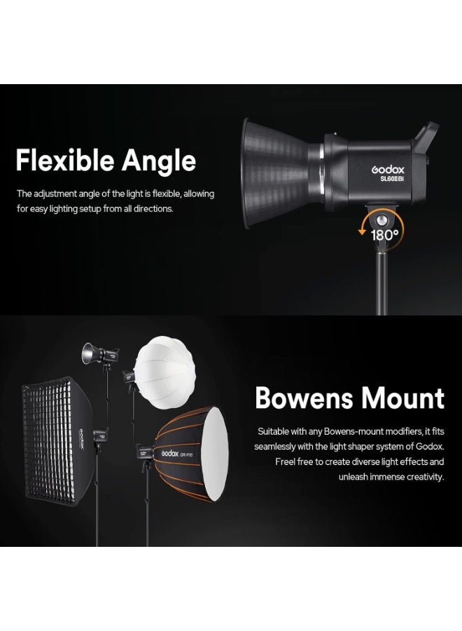 Godox SL60IIBi Bi-Color LED Video Light,2800K-6500K,CRI96+ TLCI97+,Builtin 11 FX Effects,APP/2.4GWireless Control Adjust Brightness,Bowens Mount LED Continuous Output Lighting with RC-A6 Remote - Image 4