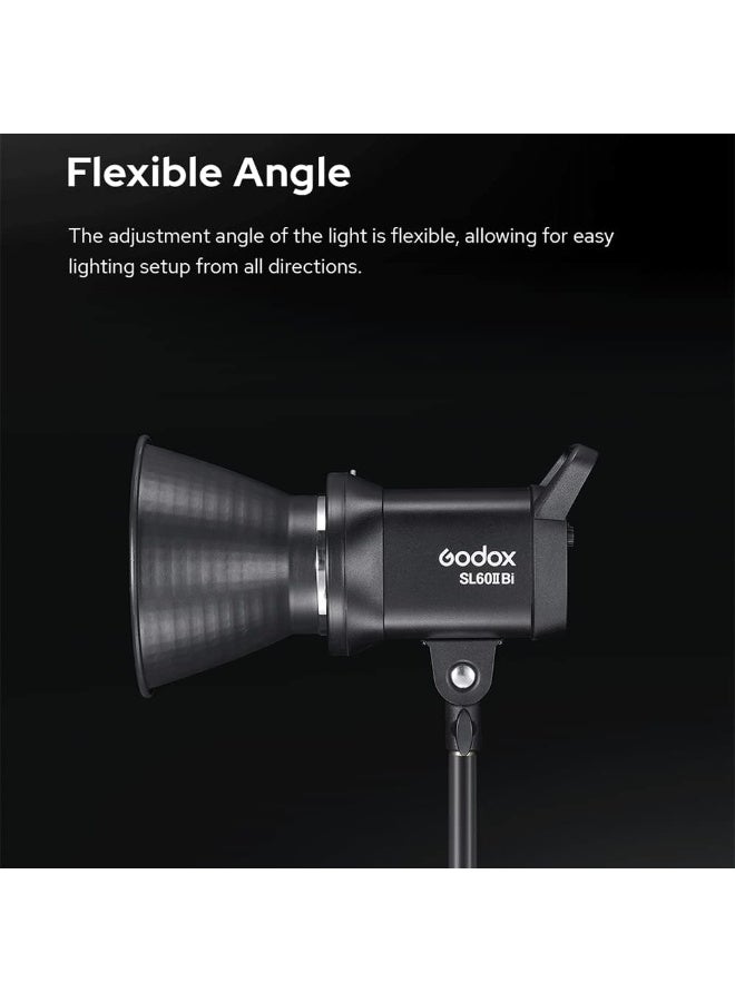 Godox SL60IIBi Bi-Color LED Video Light,2800K-6500K,CRI96+ TLCI97+,Builtin 11 FX Effects,APP/2.4GWireless Control Adjust Brightness,Bowens Mount LED Continuous Output Lighting with RC-A6 Remote - Image 5
