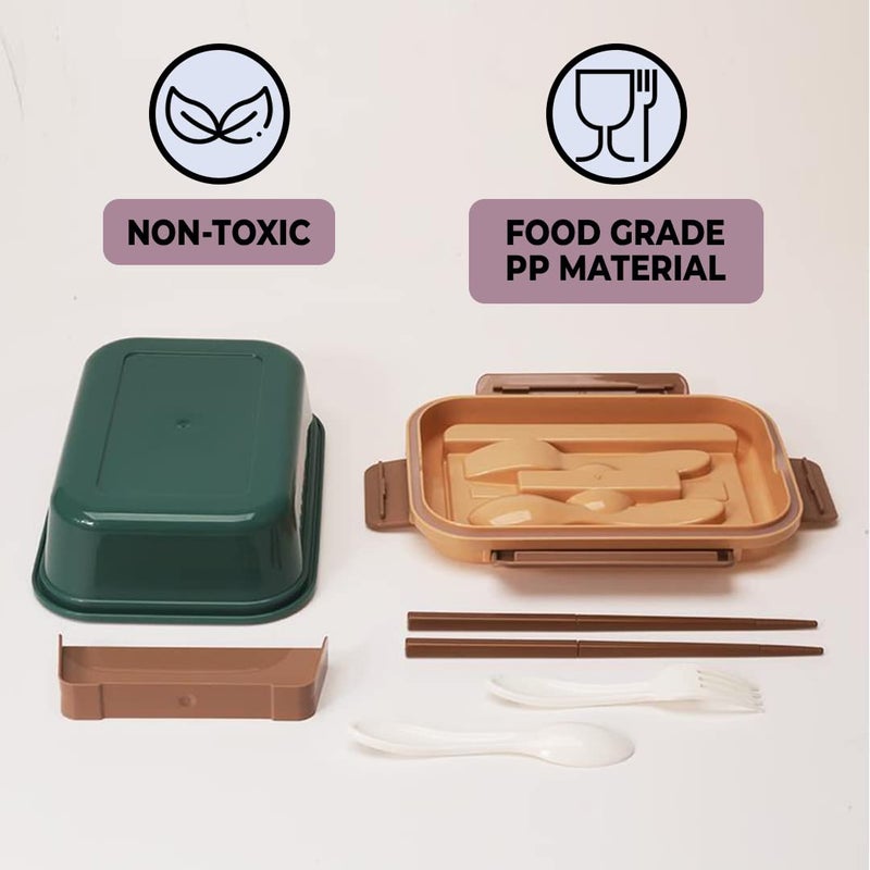 Kuber Industries Kuber Industries Insulated Lunch Box for Kids & Adults|Premium Food-Grade PP Plastic|Leakproof & Spill Proof|Dishwasher & Microwave Safe Lunch Box|800 ML|HX0042727|Green  - Image 4