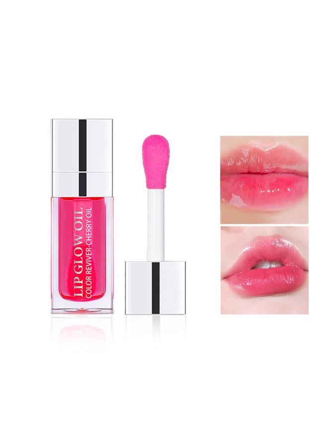 CAHIUYOA Lip Oil Hydrating Tinted Lip Oil Lip Gloss,Lip Glow Oil Lip Tint,Non-sticky Big Brush Head,Nourishing Repairing Plumping Lip Oil Lip Gloss - Rosewood - Image 1
