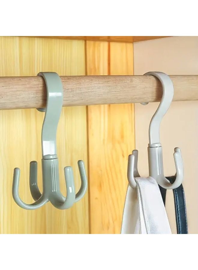 6pcs 360 Degree Rotating Hooks Four Claw Multifunctional Wardrobe Bag Tie Belt Storage - Image 5