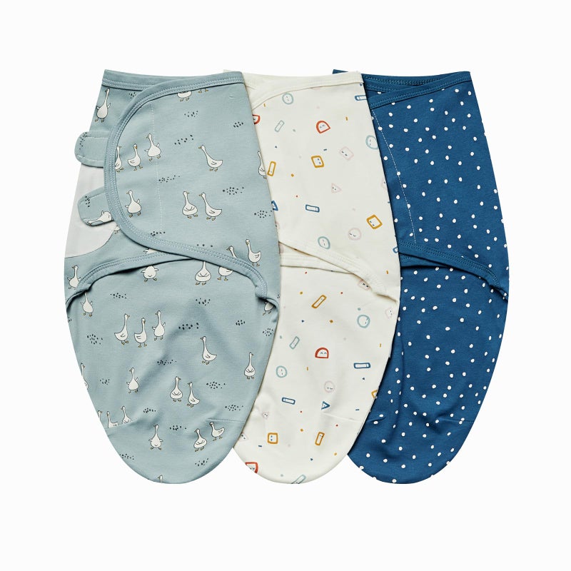 insular Baby Swaddle Wrap Swaddle Blanket for Newborn and Infant Adjustable Velcro Swaddling Set for Boy and Girl Soft Cotton Baby Sleep Sack 3 Pack Duck Small03 Month