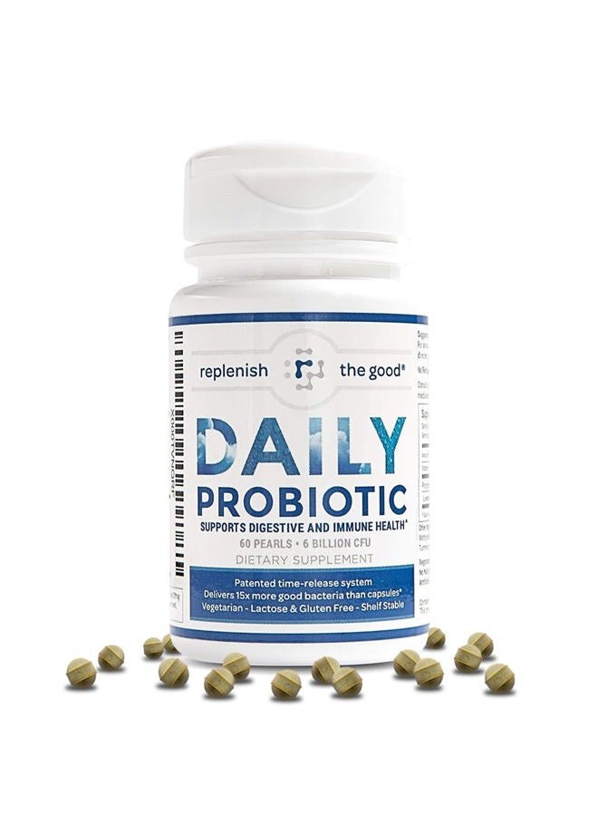 Replenish the Good Daily Probiotic - 6 Billion CFU - Supports Digestive Health -15x More Effective Than Regular Capsules - Relieves Gas, Bloated Stomach & Acid Reflux (60 Count)  - Image 1