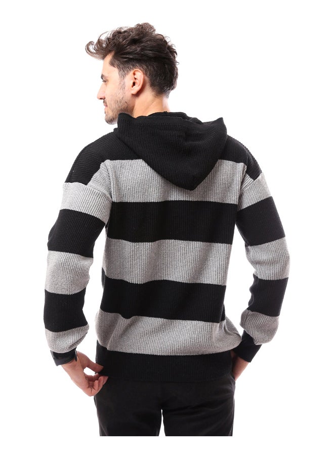 Andora - Black & Grey Slip On With Buttons Pullover_Multicolour - Image 1