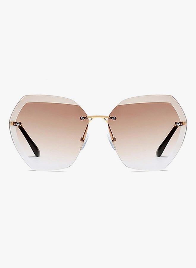 إسكدنيا Women's UV Protection Asymmetrical Sunglasses Gold/Brown - Image 2