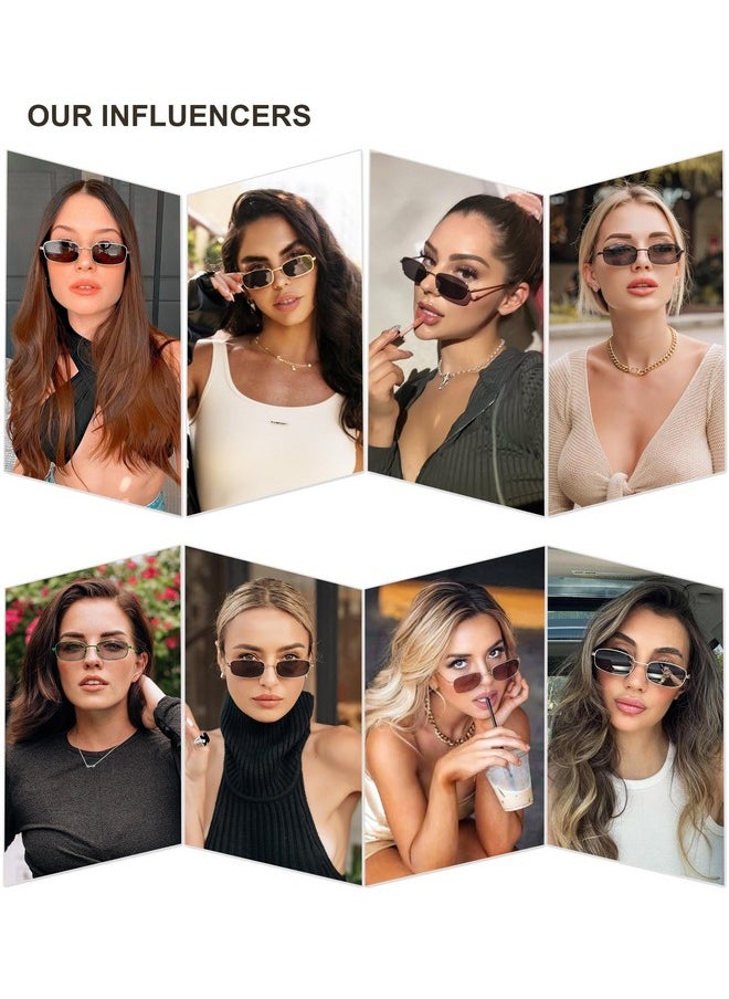 Sojos Small Y2K Narrow Rectangle Sunglasses Womens Mens Retro 80S 90S Skinny Sunnies Sj1187, Tortoise/Green  - Image 2