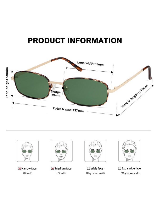Sojos Small Y2K Narrow Rectangle Sunglasses Womens Mens Retro 80S 90S Skinny Sunnies Sj1187, Tortoise/Green  - Image 4