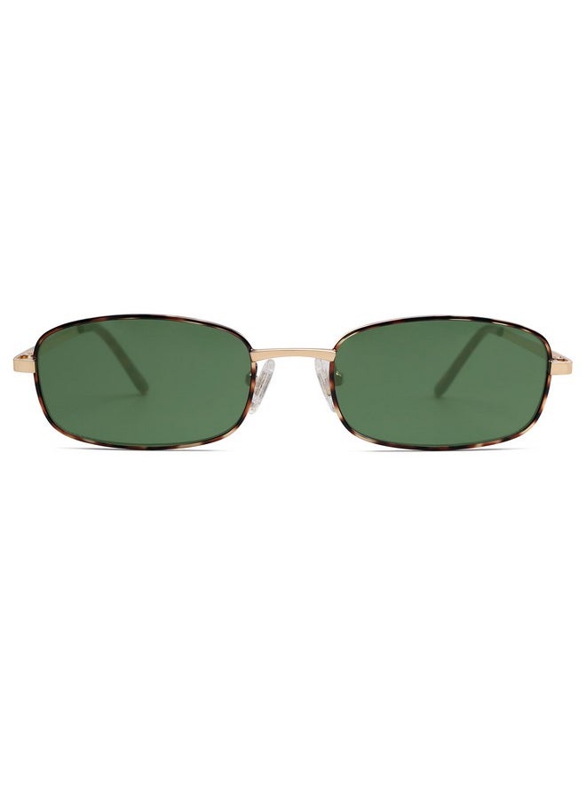 Sojos Small Y2K Narrow Rectangle Sunglasses Womens Mens Retro 80S 90S Skinny Sunnies Sj1187, Tortoise/Green  - Image 1