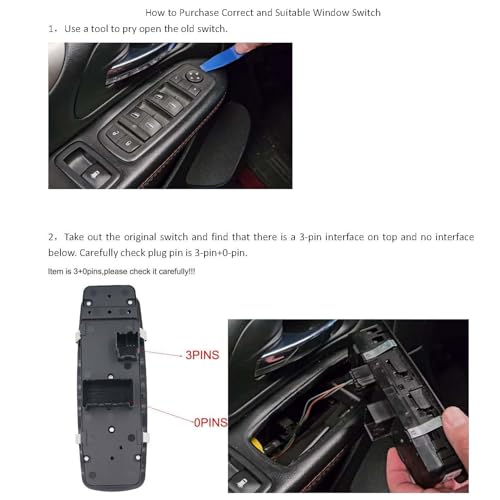 MOCW Driver Side Master Power Window Switch 04602535AI 68110871AA 3 PINS + 0 PINS Check Required Fit for 2012 – 2017 Dodge Grand Caravan, Chrysler Town & Country -Double Auto - Image 5