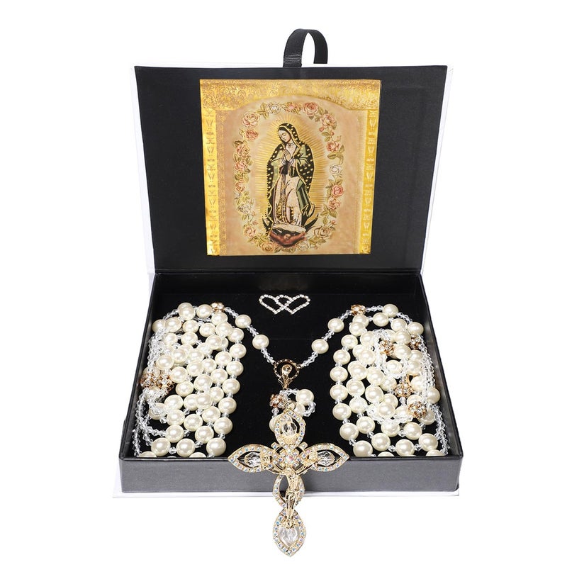 ESNOY Lazo Para Boda,Wedding Lasso for Ceremony Catholic,Lazos Para Boda Catolica,Lazos Para Bodas De Iglesia Para Novios,Pearls Rosary with Unity Cross for Wedding Ceremony,Lazo De Boda Para Los Novios - Image 1