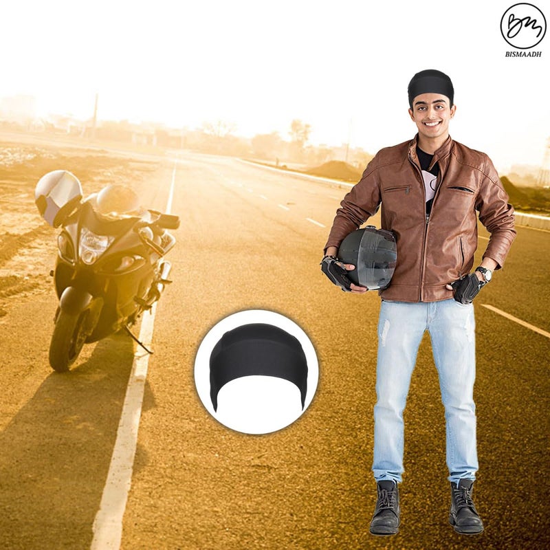 BISMAADH Stretch Lycra 4way Patka/Skull Cap Bandana - Cycling, Riding, Fashionable Helmet Liner Head Cap for Men & Women - Image 4